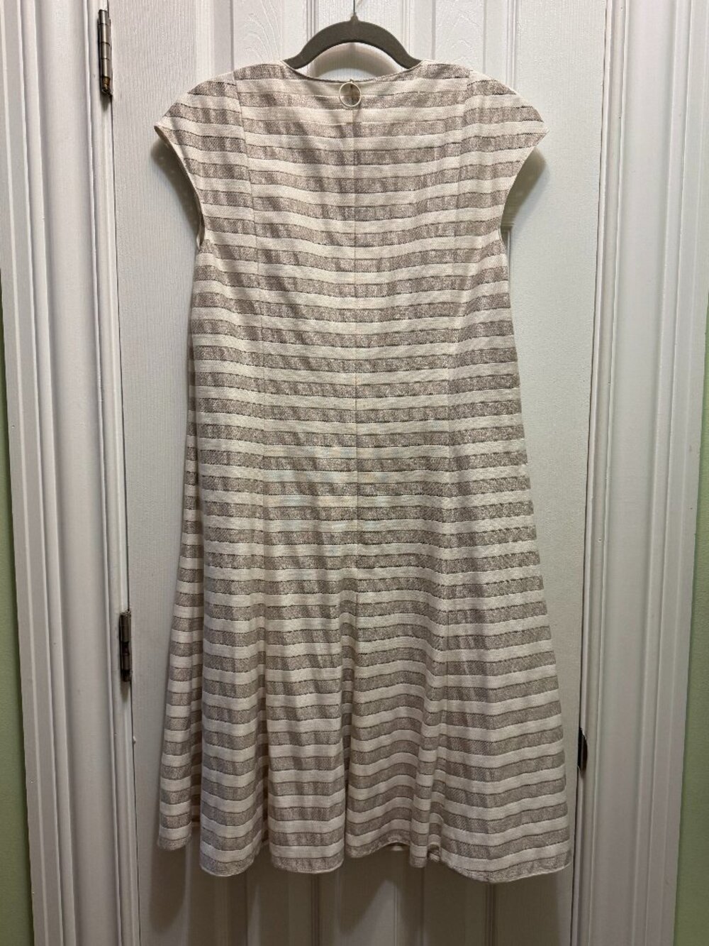 AKRIS PUNTO Striped Knee-Length Dress  Neutral Colors, Size US12